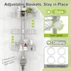 Adjustable Shower Caddy Corner Tension Pole Stainless Steel Organizer Stand Bath Storage Rack with 4 Tier Baskets and Hooks 4