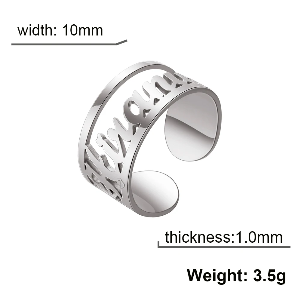 Custom Name Finger Ring Personalized Hebrew Arabic Valentines Day Gift For Women Man Wife Gold Color Stainless Steel Jewelry images - 6