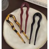 U-Shaped Hair Stick Fashion Tortoiseshell Acetate Hairpin Women Geometric Headwear Fork Girls New Hair Clips Accessories 6