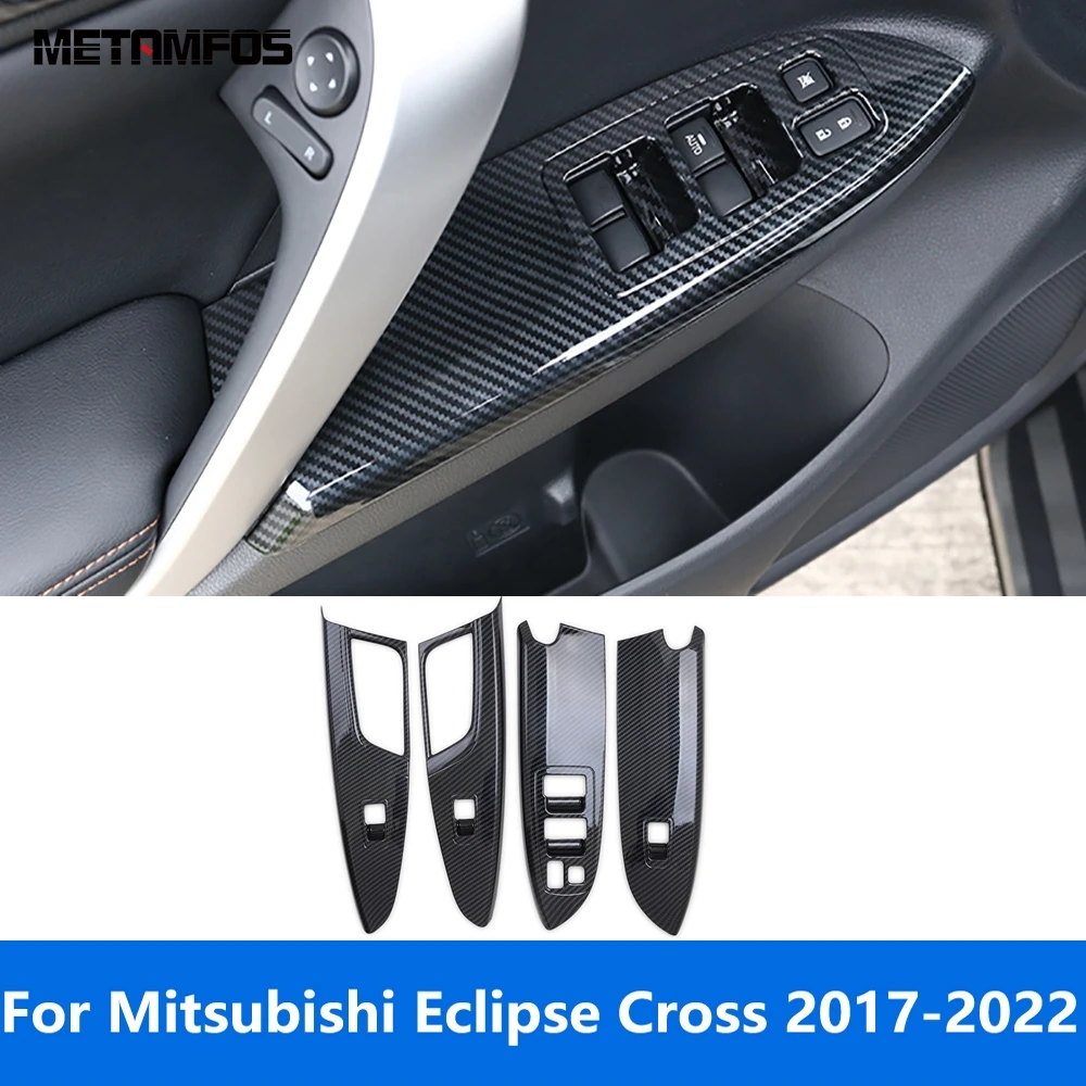 

For Mitsubishi Eclipse Cross 2017-2020 2021 2022 Carbon Fiber Window Lift Switch Cover Trim Inside Armrest Frame Car Accessories
