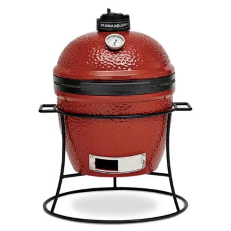 

Joe Jr. 13.5 in. Portable Charcoal Grill in Red with Cast Iron Cart, Heat Deflectors and Ash Tool