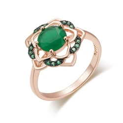 Elegant Rose Gold Green Flower Zircon Ring - Women's Luxury Fashion Jewelry (ROSE GOLD COLOR)