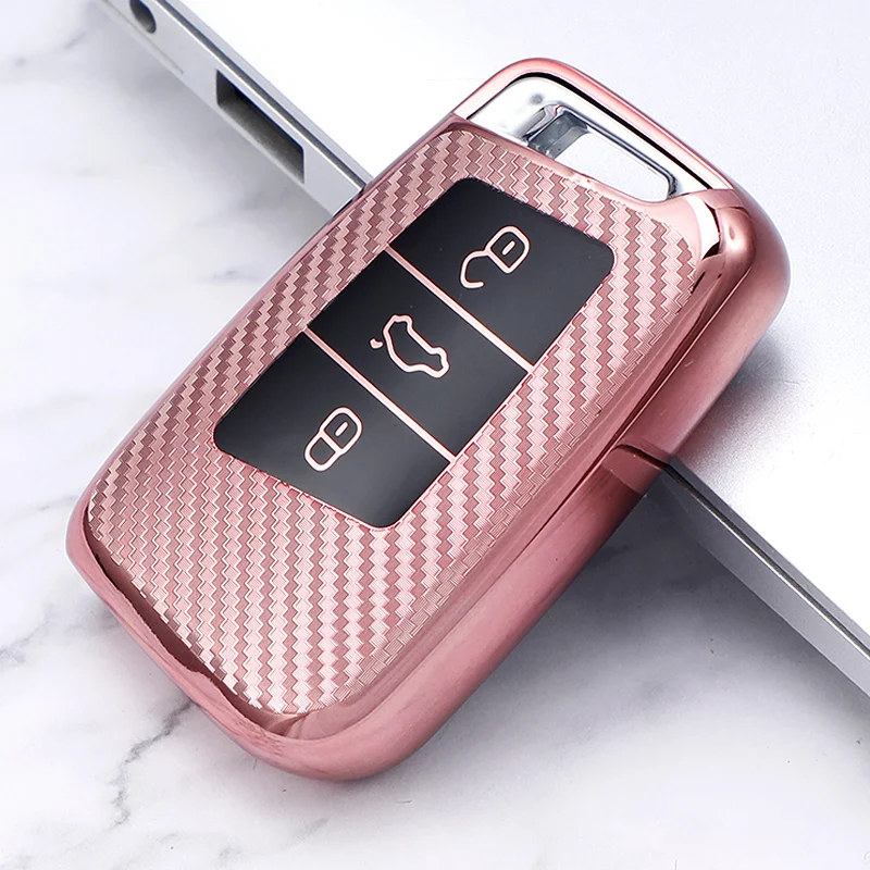 Sleek Carbon Fiber TPU Car Key Cover Case