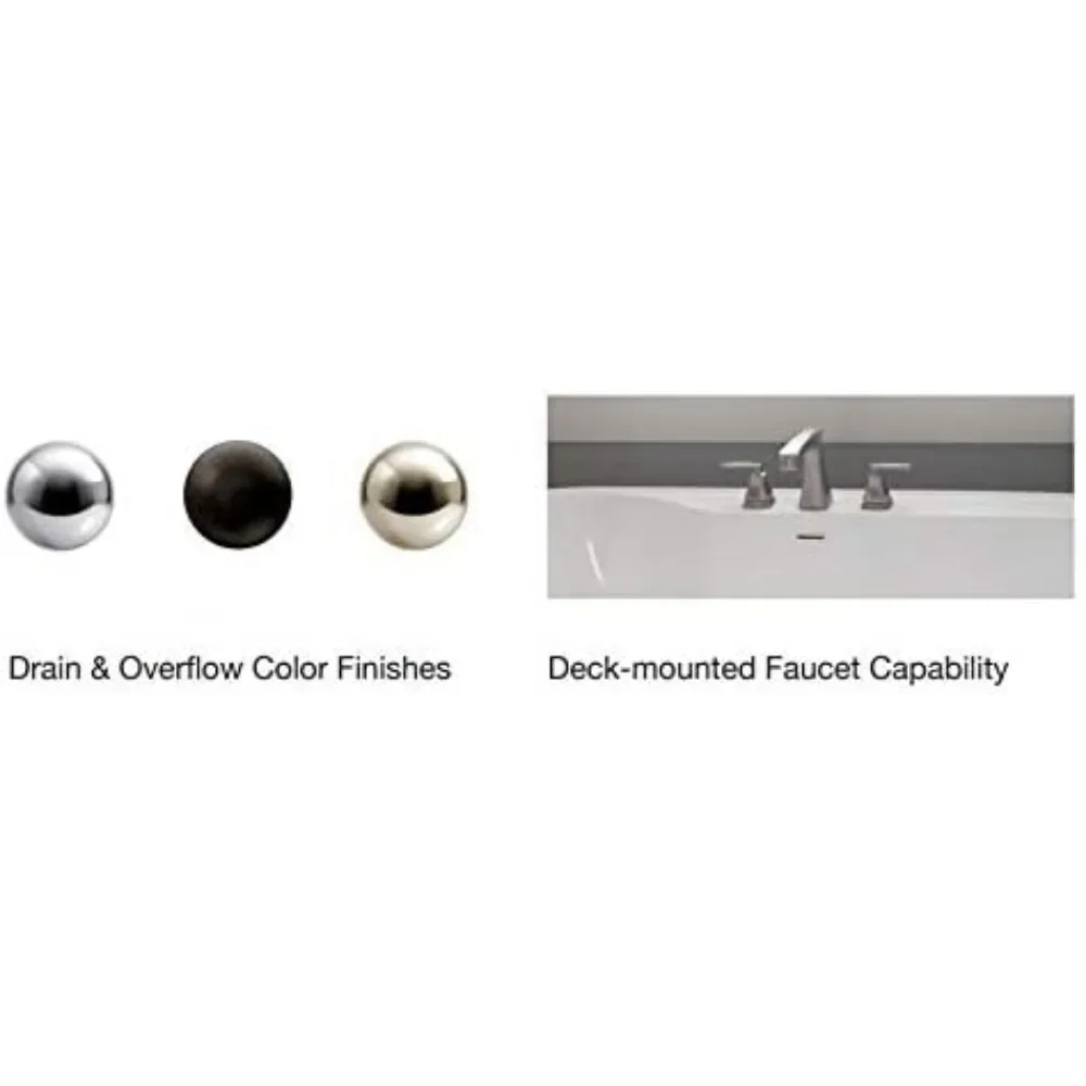 Trinity 69" - Modern White Freestanding Soaking Bath Tubs for bathroom, With Chrome Drain - Semicircular Acrylic Fiberglass 5