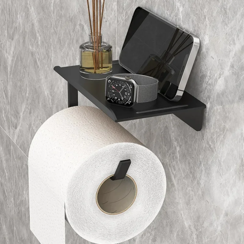 No Punching Toilet Paper Roll Holder Self Adhesive Bathroom Tissue Paper Holder Plastic Easy Installation Roll