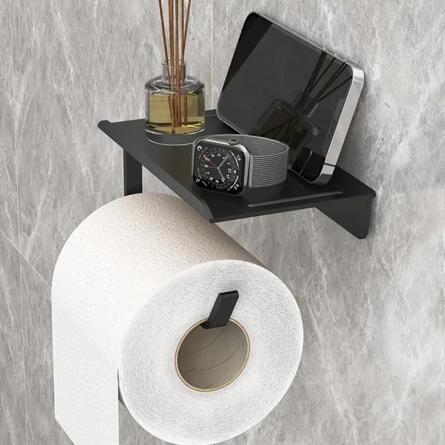 Porte-rouleau de papier toilette auto-adhésif sans poinçonnage, porte-papier de soie en plastique, Installation facile, porte-rouleau de papier 1
