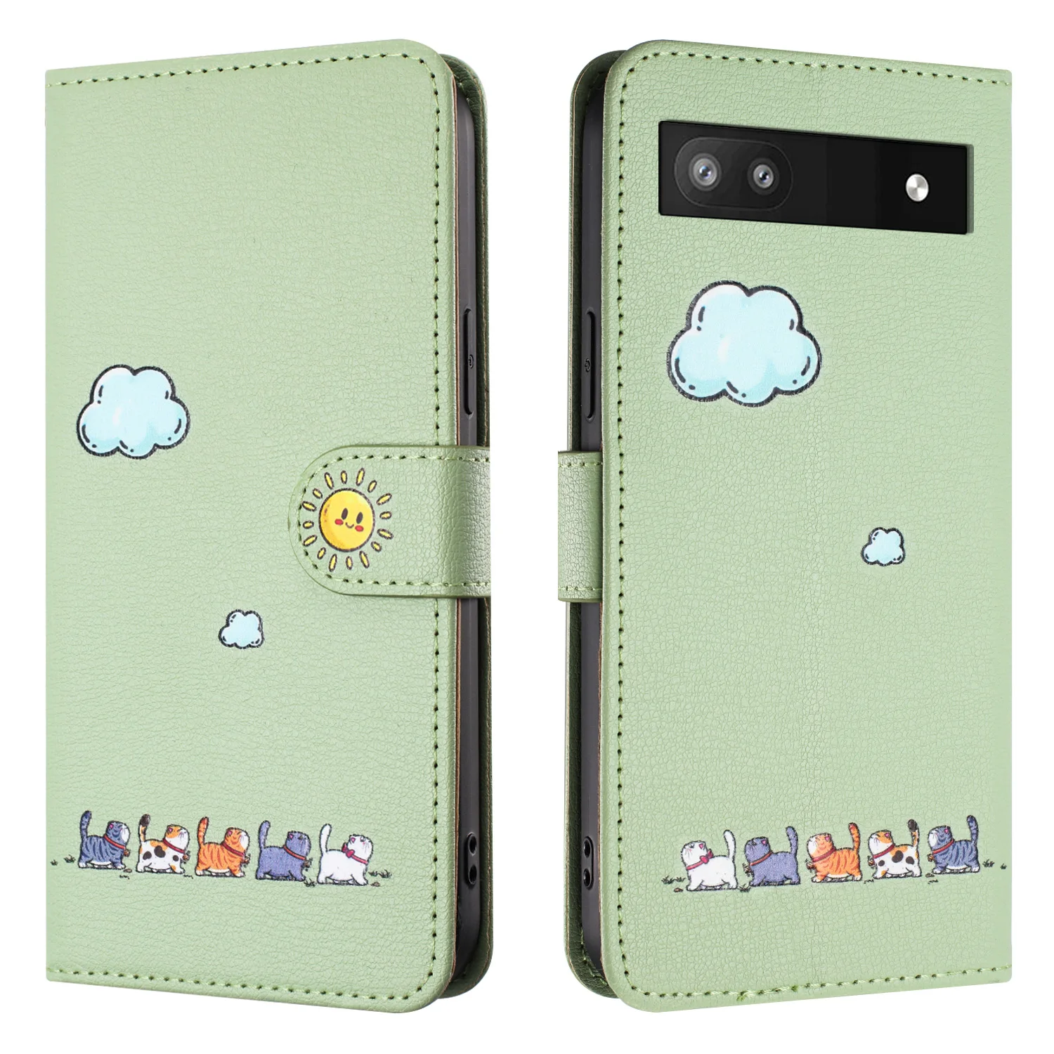 Elegant Leather Cat Phone Wallet Case with Kickstand and Card Slot - Cute Flip Cover