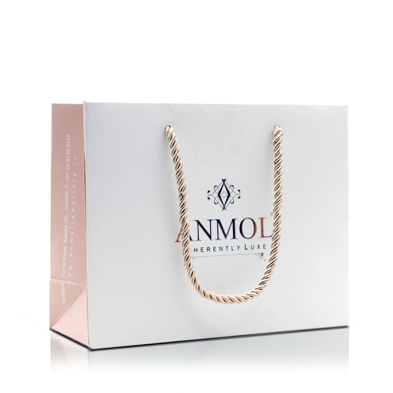 

Пользовательские роскошные пользовательские металлические логотипы с золотым тиснением печатные белые подарочные бумажные сумки для покупок с логотипами