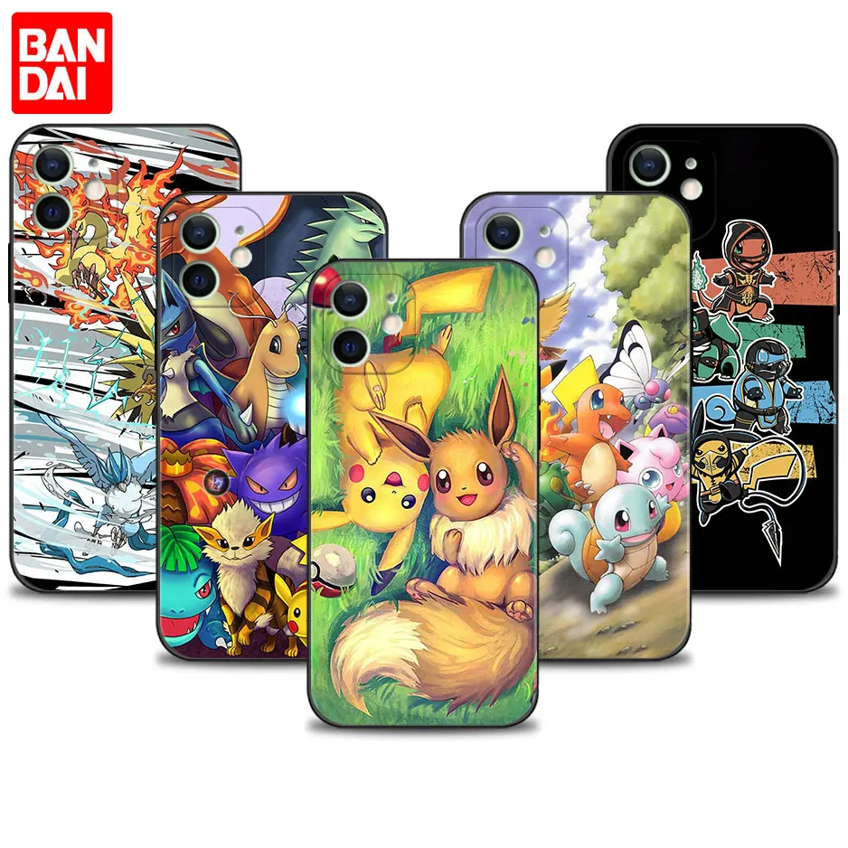 Phone Case For iPhone 13 11 12 Pro Max XR X 8 7 6 6S Plus XS 13mini SE 5 5S 12mini Cover Pokemon Charmander Pikachu Eevee iphone 11 cover