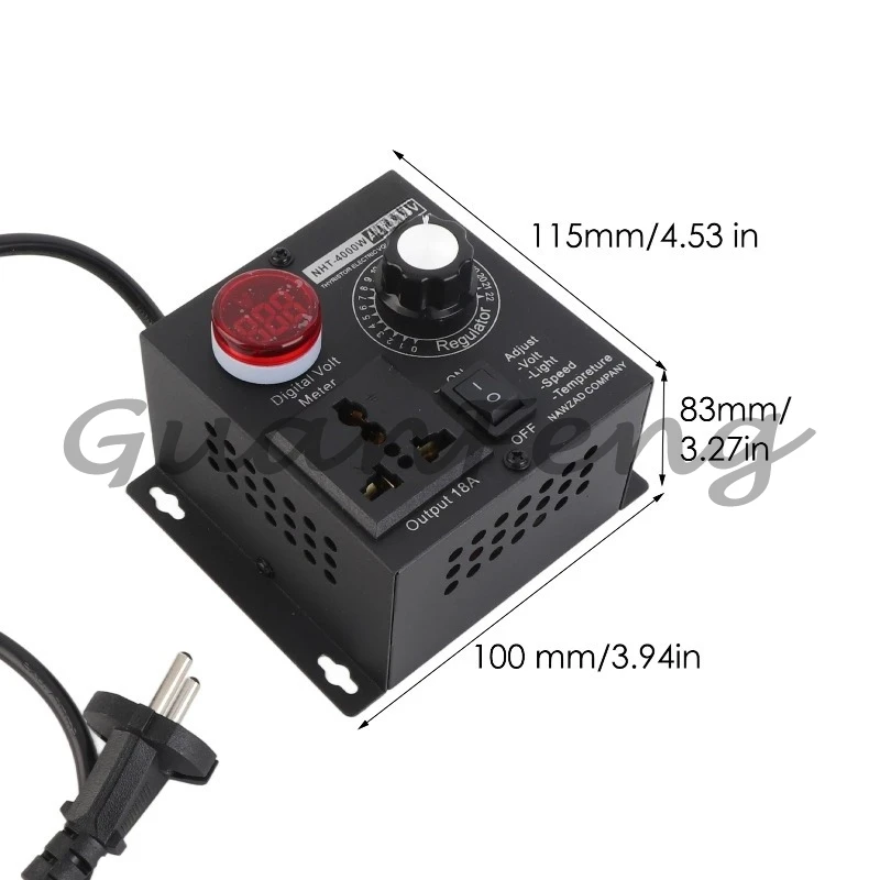 가벼운 전압 조절 가능 디머 SCR 조절기 4000W 소형 가변 컨트롤러 휴대용 속도 온도 조절기