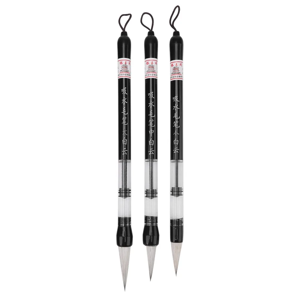 6Pcs 피스톤 필 디자인 워터 브러쉬 펜 초보자 친화적 L/M/S 사이즈 중국어 브러쉬 펜 재사용 가능 리필 가능 서예 워터 펜