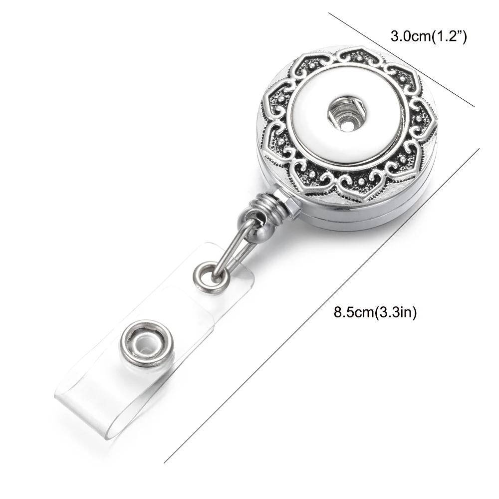 Fit 18mm Snap Button Retractable Pull Badge Reel Jewelry ID Lanyard Name  Tag Card Badge Holder Reels Keyring Chain Clip Necklace