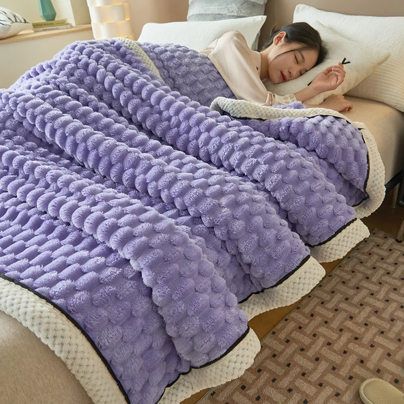 Warm Plush Blankets for Beds Super Soft Plaid Blanket On the Bed Sofa Throw Blanket Office Nap Comforter Bedspread Queen Quilt