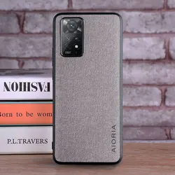 Luxury Textile Leather Phone Cover for Xiaomi Redmi Note Series - Premium Coque Case (Light Gray)