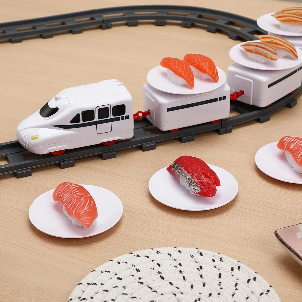 Sushi Train Set Rotating Table Food Train USB Charging Electric Train Toy Under Christmas Tree Train Track for Kids Boys Girls 3