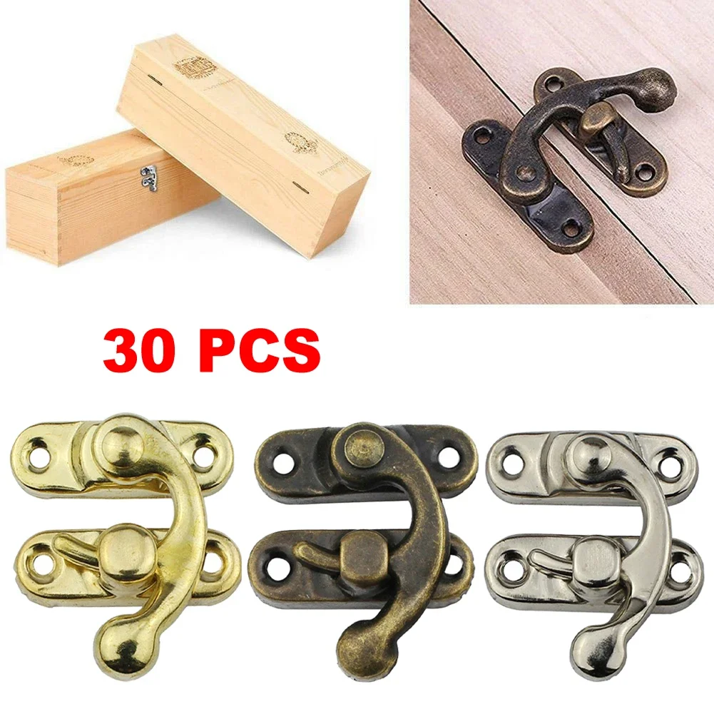 30pcs Antique Bronze Iron Padlock Hasp Hook Lock For Mini Jewelry Wooden Box With Screws Furniture Hardware furniture hardware jewelry box hasps