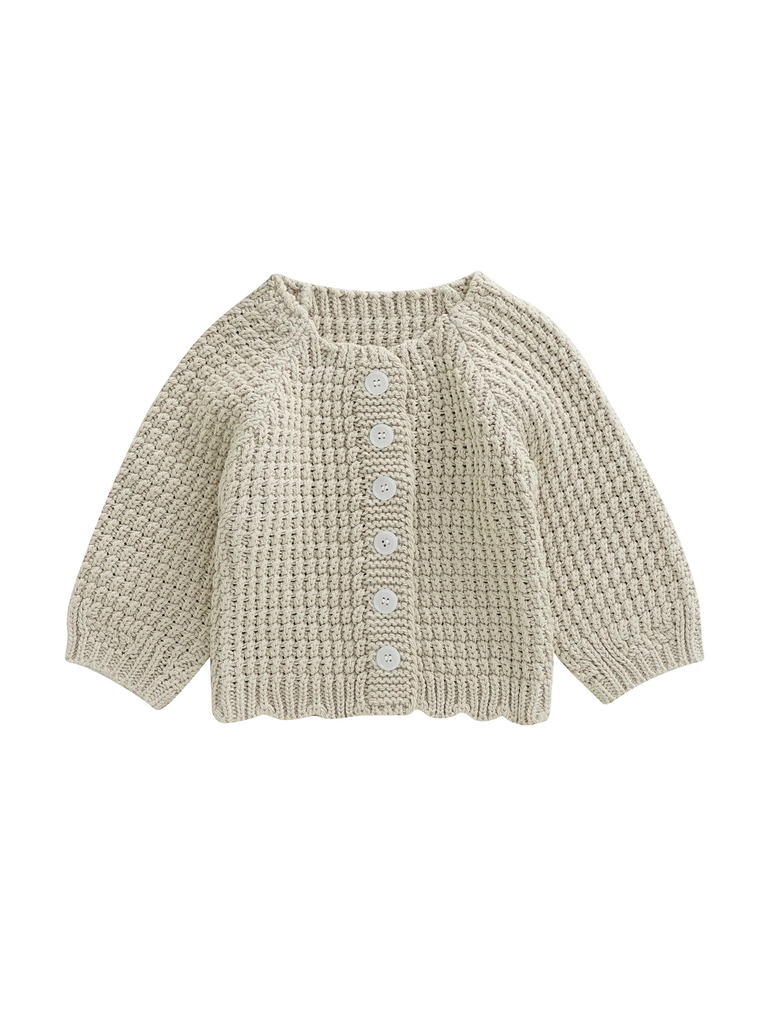 Toddler Baby Fall Cardigan Sweater Solid Color Button Down Crew Neck Long Sleeve Knitted Tops