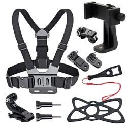 Hands-Free Phone Chest Mount Strap with Universal Clip Holder - Set 4