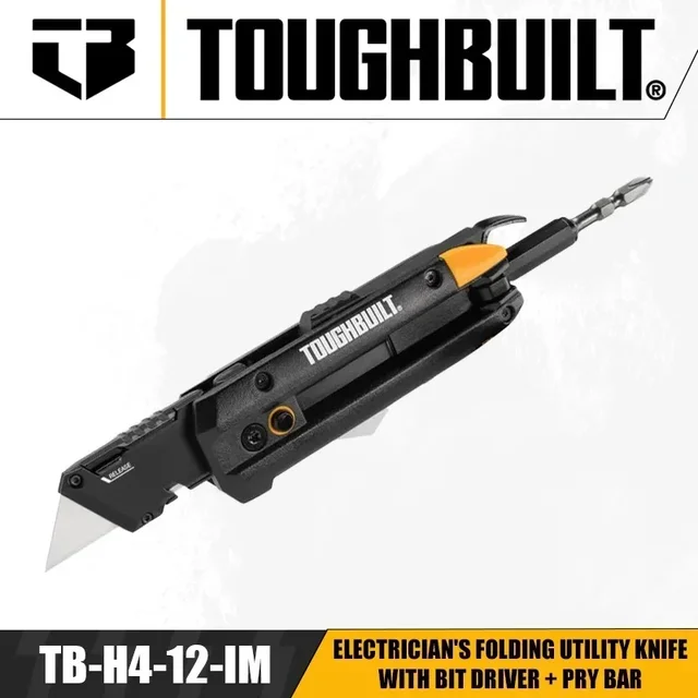 Faca utilitária dobrável para eletricista TOUGHBUILT TB-H4-12-IM com ferramentas manuais de barra de alavanca de driver de bits