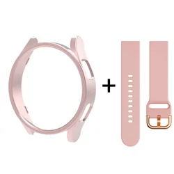 Elegant Strap and Protective Case with Hollow Bumper for Galaxy Watch 7 40mm (Rose Gold)