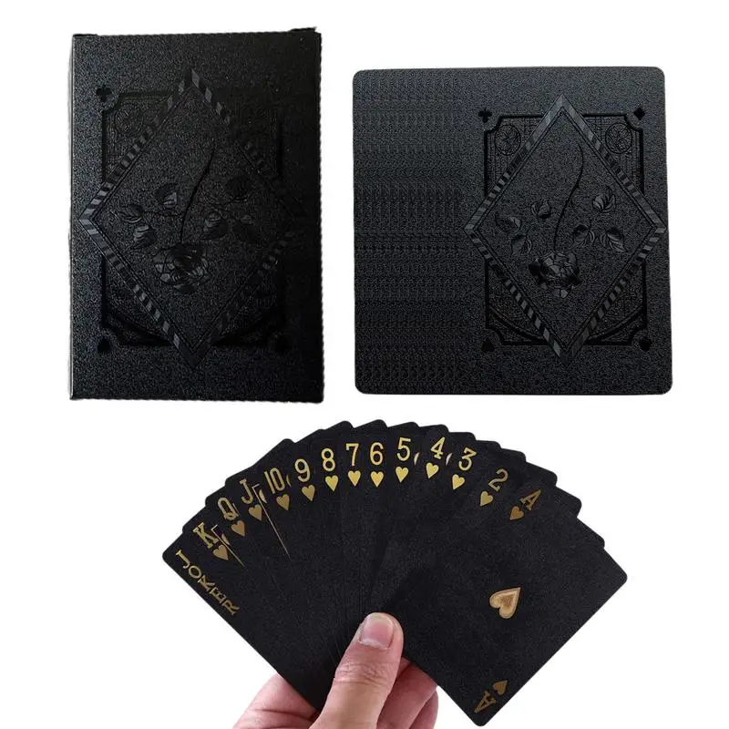 

Черные золотые игральные карты, игральные карты для покера, покерный костюм, пластиковая Волшебная Водонепроницаемая колода карт, волшебный крутой подарок, коллекционные карты