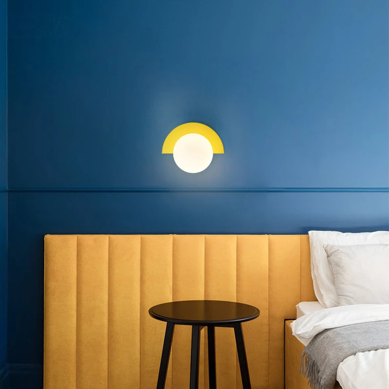 Background Home Decoration Wall Lamps Plastic Ball Lampshade G9 Bulb Round Sconce Light LED Bedroom Corridor Night Sconce Lustre 4