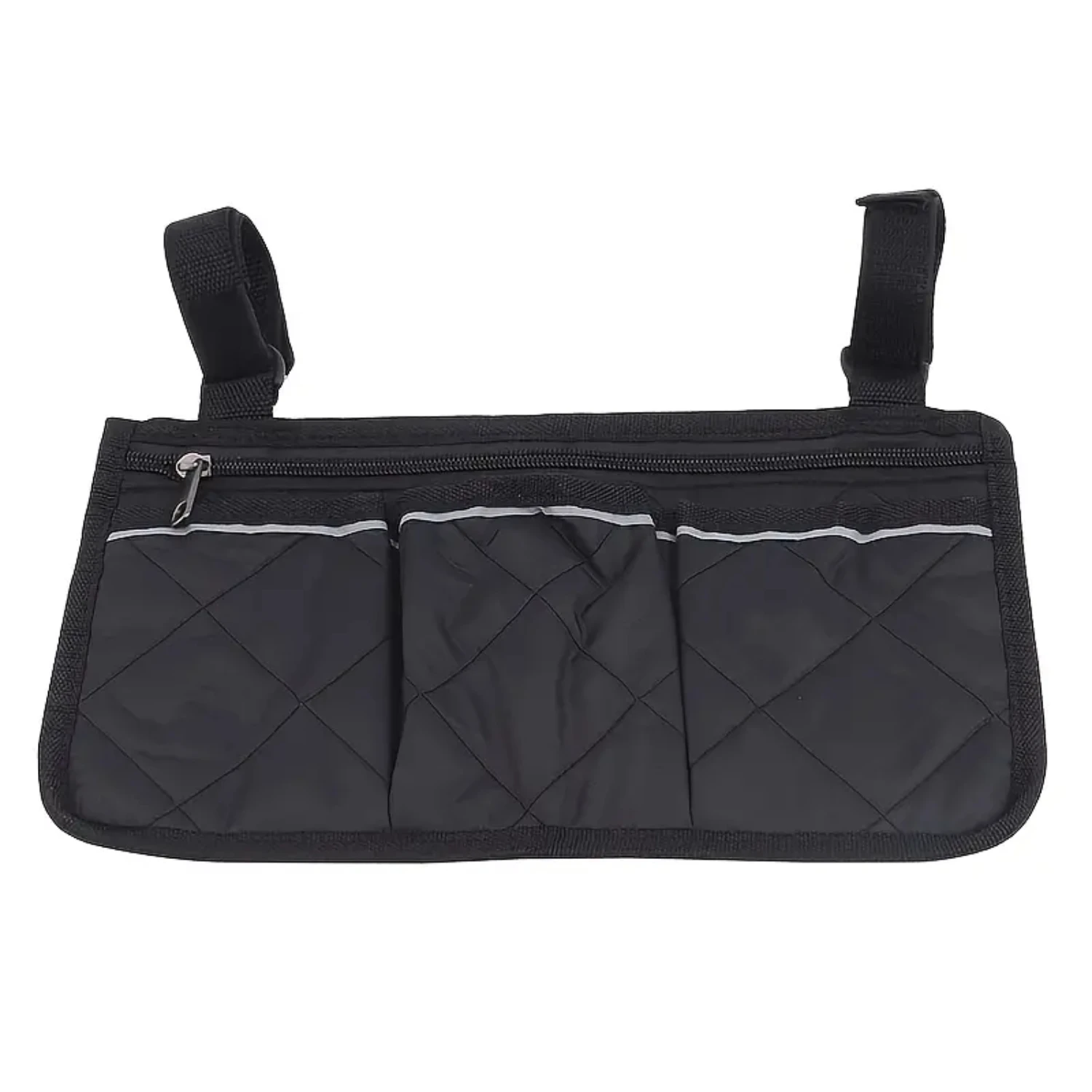 Convenient and Durable Armrest Organizer Bag for Wheelchair Travelers-Essential Storage Solution with Easy Access Pockets for