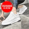 Casual Genuine Leather Inner Height Increase Men Shoes 6/8CM Invisible Increasing Thick Sport Shoes Outdoor Sneakers Big Size 45 3