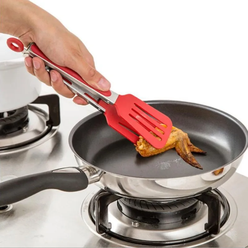 Food Tong Stainless Steel Kitchen Tongs Silicone Nylon Non-Slip Cooking Clip Clamp BBQ Salad Tools Grill Kitchen Accessories