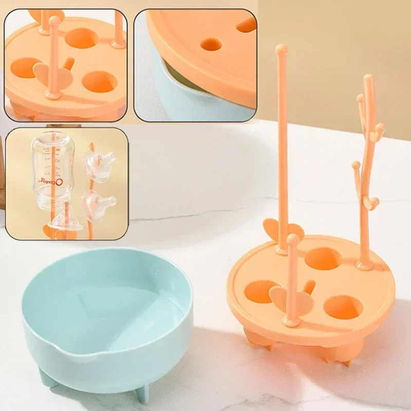 360 Degree Rotation 3 in 1 Cleaning Brush Set Silicone Baby Bottle Pacifier Brush Wash Water Cup Container Straw