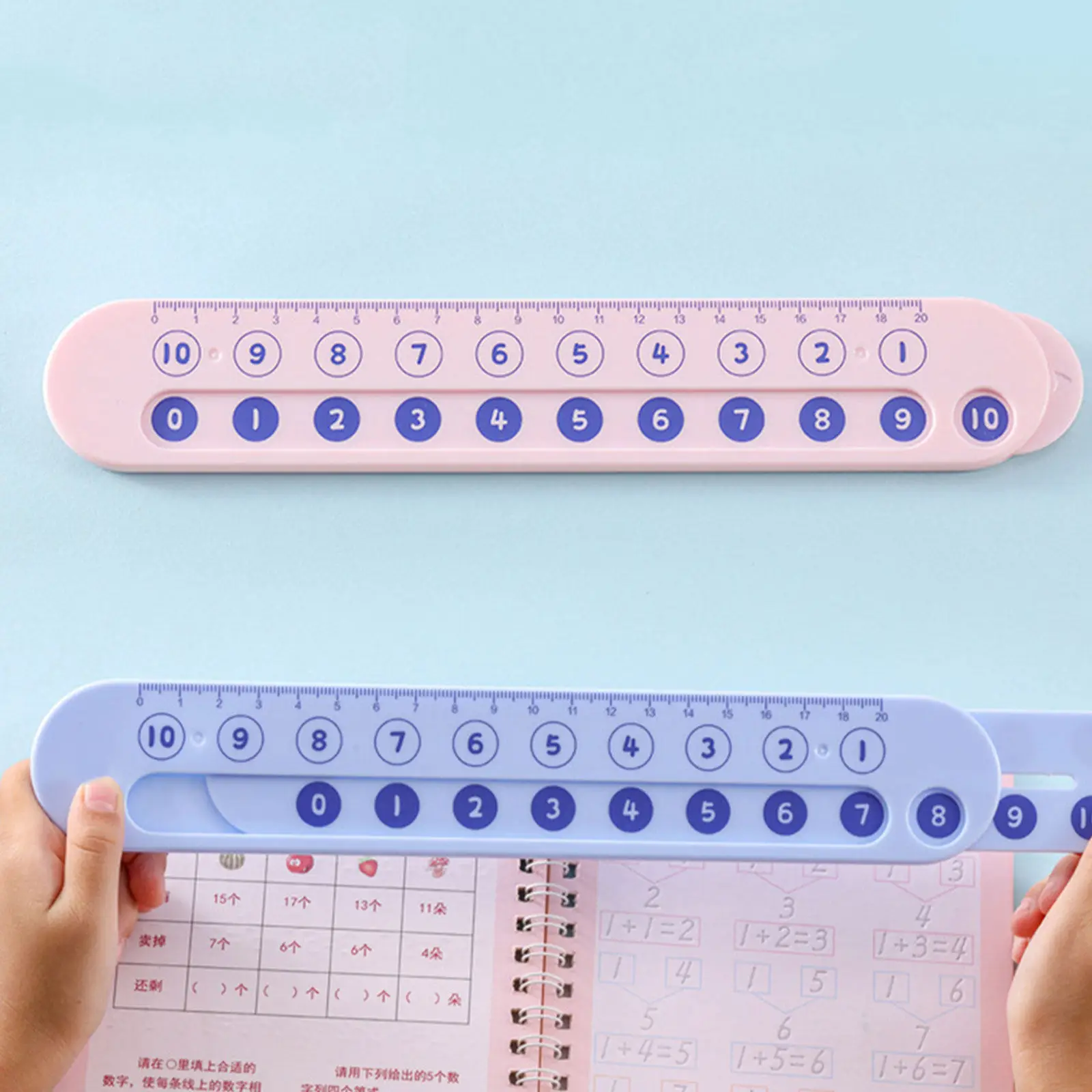 2Pcs 핑크 교실 수학 자자 어린이를위한 산술 교육 도구 유치원 학습 추가 뺄셈 인터랙티브