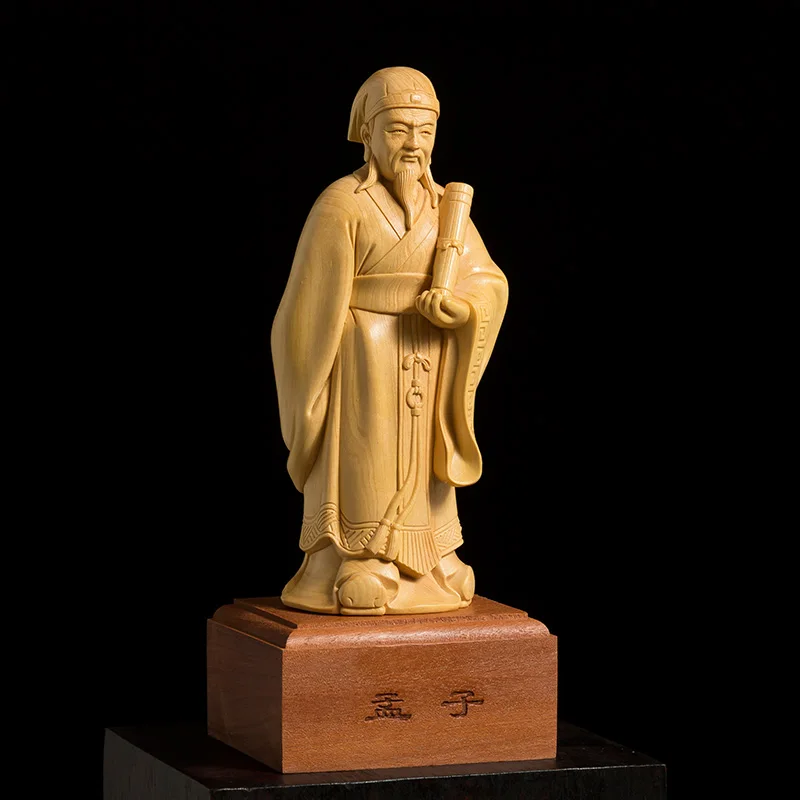 

Mencius Saint Wood Carving Historical Figures Hand Carved Collection Home Ornament Man Confucian School Gift