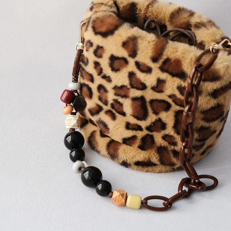 Detachable Vintage Beaded Chain Mobile Phone Chain Amber Acrylic Bag Rope Strap Luxury Strap Women Bag Shoulder Handle Chain