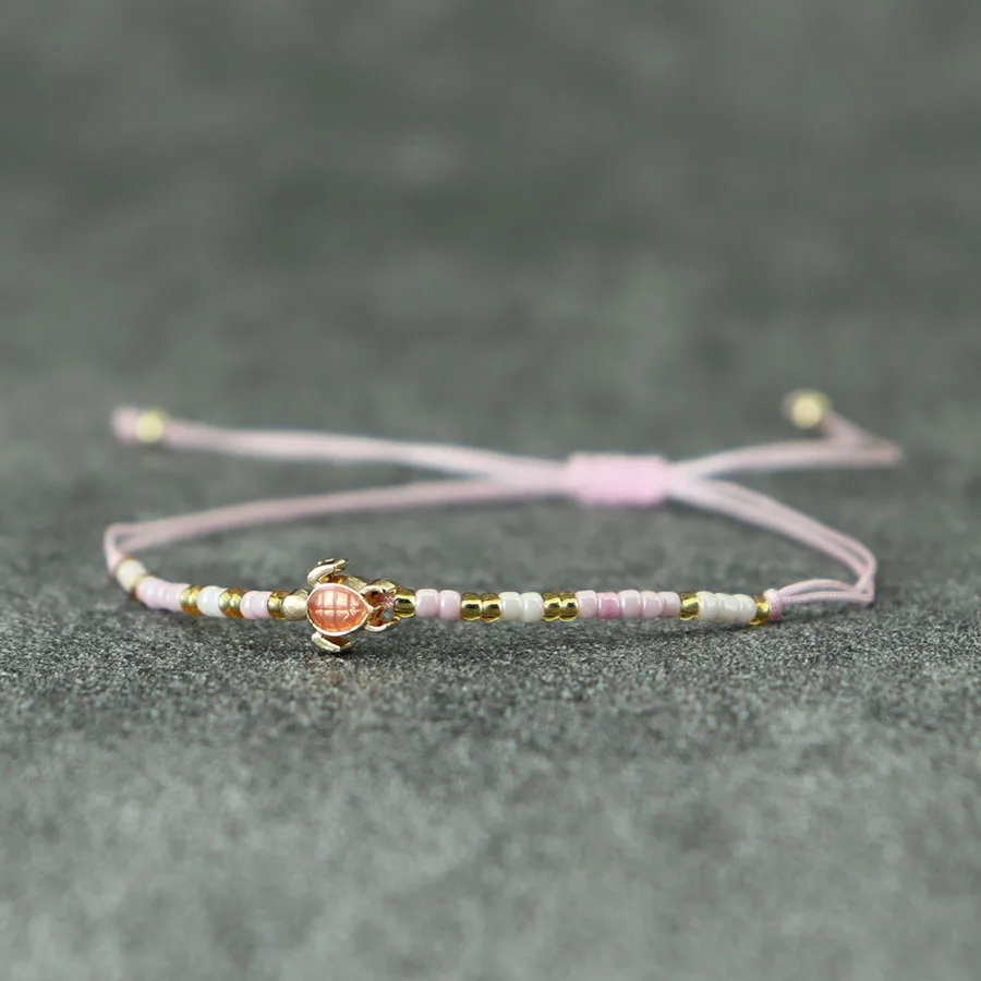 Handmade Macrame Seed Beads Turtle Bracelet for Women