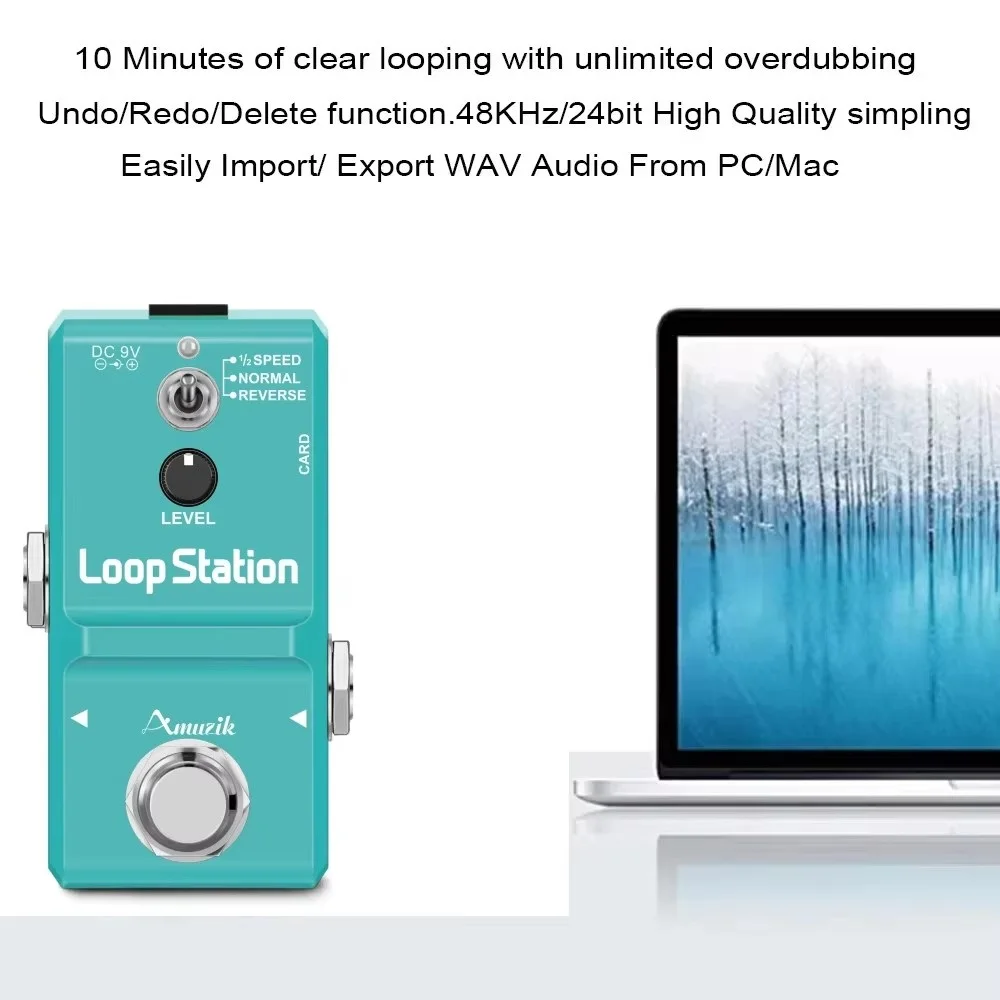 LEKATO Gitaar Loop Effect Pedaal - 5 Minuten Onbeperkt Overdub - Compact Looper Voor Gitaar, Bas & Keyboard