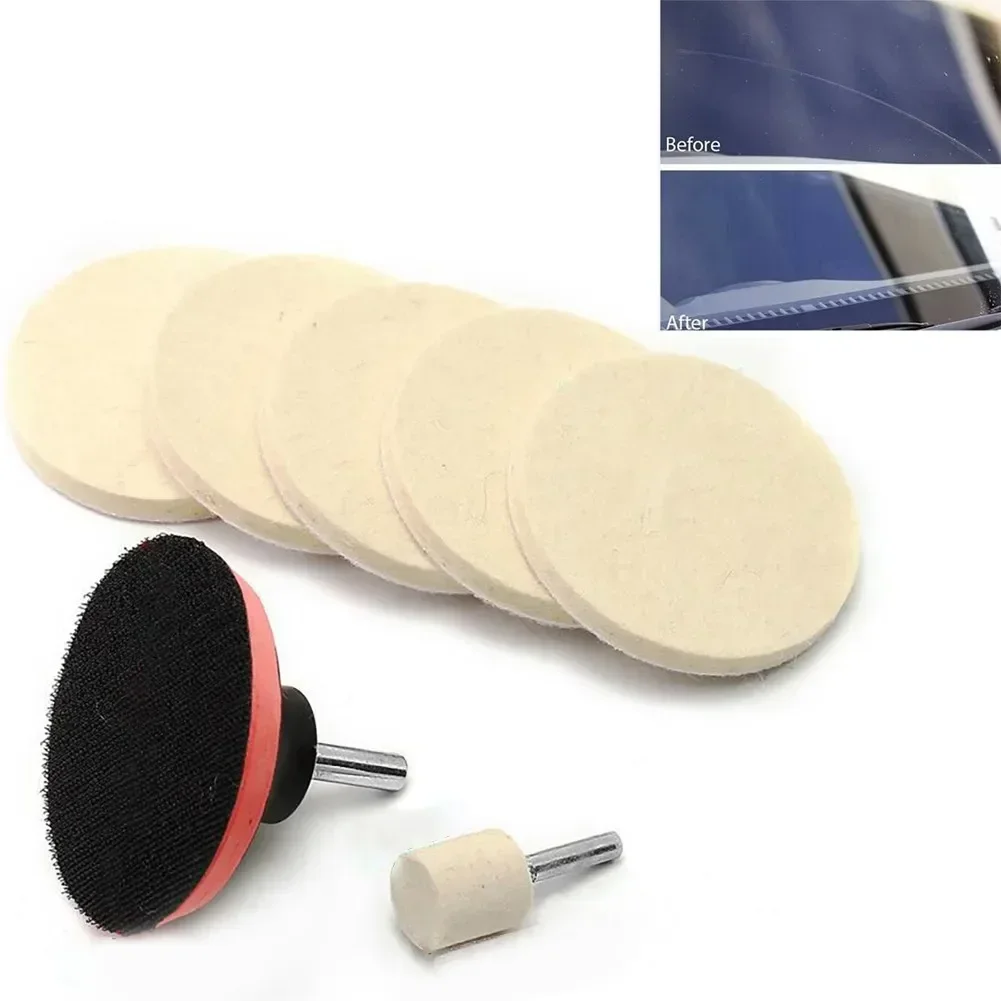 8PC/SET Auto Car Cratch Remover Glass Polishing Kit Wool Felt Polishing Wheel Backing Pad With Drill Adapter Scratch Repair Tool
