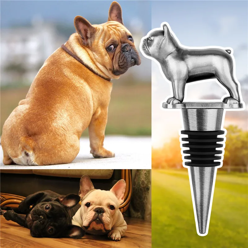 Einzigartiger Weinverschluss aus Metall in französischer Bulldoggenform, Tierflaschenverschlüsse für Champagner, Bar, für Hochzeit, Party, Club, Restaurant – Detail 4