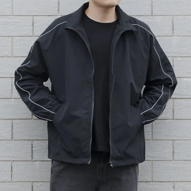 

2023 Fall New Korean Version Loose Casual Coat Men's Stand Collar Cardigan Fashion Windbreaker Jacket Versatile Clothes Jacket