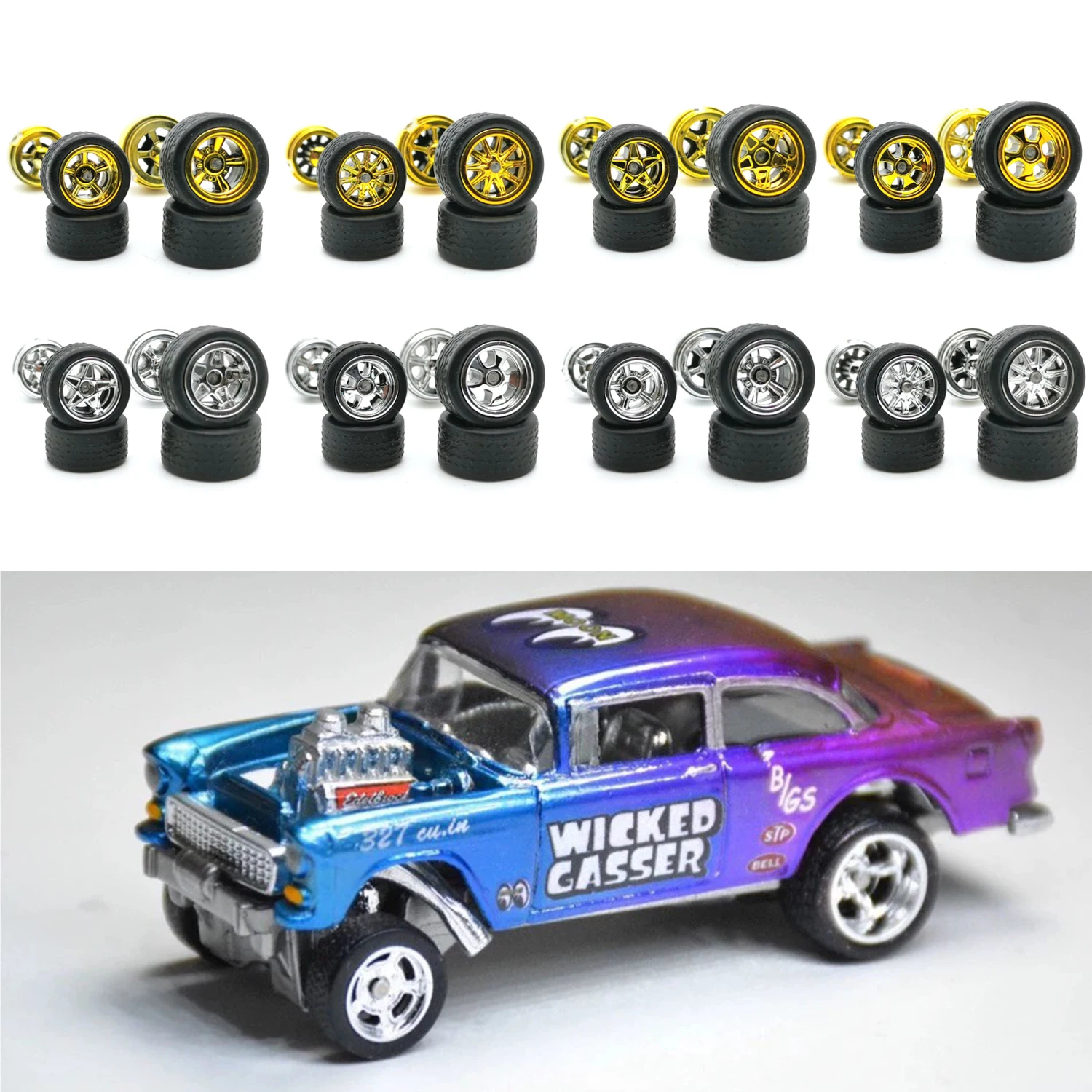 1set 11mm wheels for 1/64 Scale Alloy Car Models 1/64 wheels with Tires + Axles for Hot Wheel/Matchbox/Domeka/Tomy