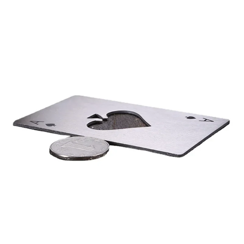 신용 카드 크리 에이 티브 포커 맥주 병따개 병따개 맞춤형 콘텐츠 스테인레스 스틸 맥주 드라이버