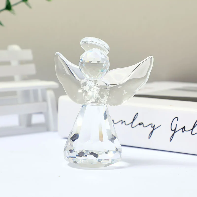 Simple Geometry Nordic Style Crystal Angel Small Ornament Glass Crafts Home Desktop Accessories Angel Guardian