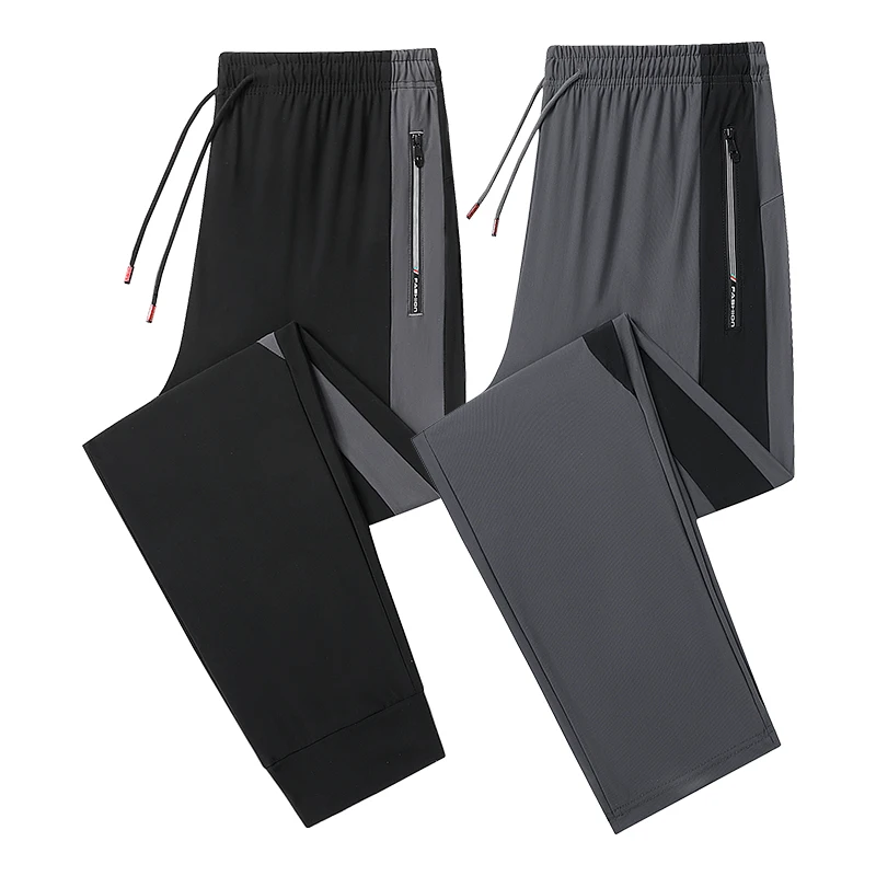 Fashion Summer Thin Stretch Thin Trousers Men Elastic Waist Korean Classic Black Gray Blue Casual Formal Pants Male Brand