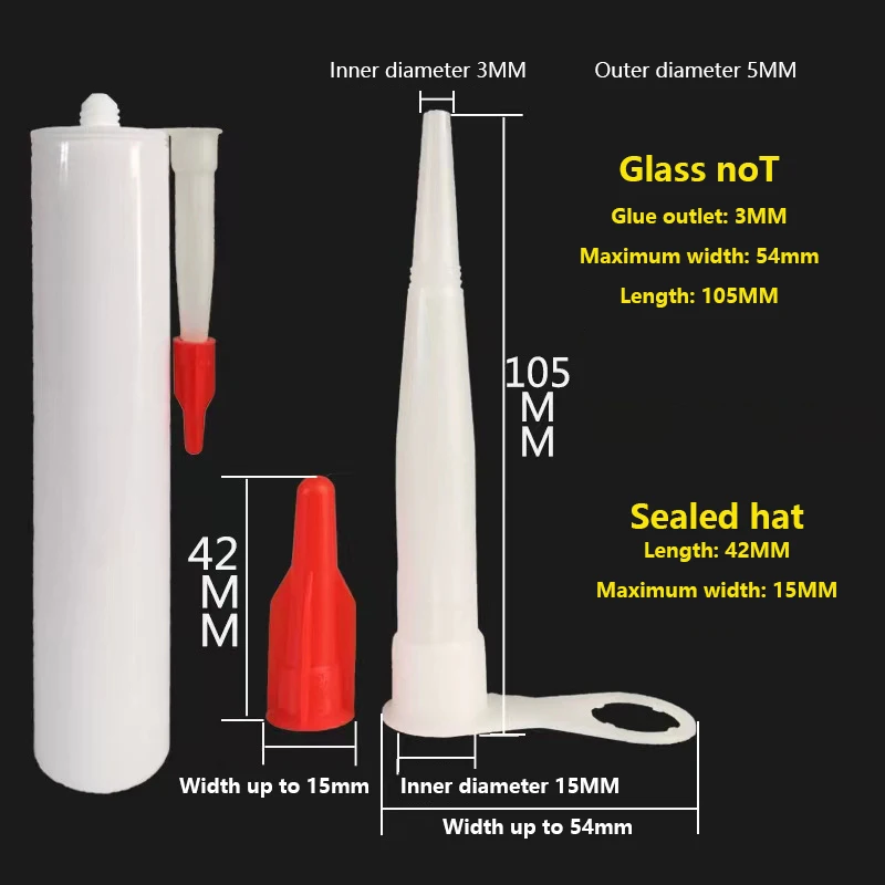 10PCS Caulking Gun Nozzles Spare Silicone Nozzle Silicone Tube With Red Nozzles Cap Sealing Cap Household Sealant Tool For Caulking Tools Caulking Gun Nozzles Caulking Gun Caulking Nozzle