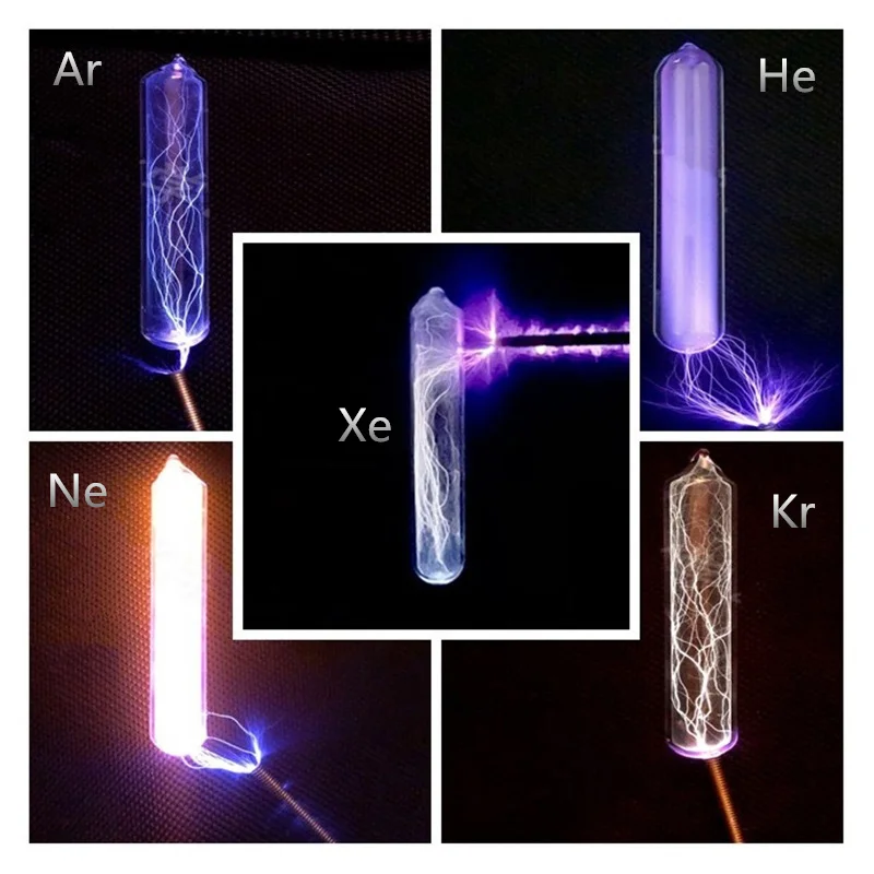 5 Rare Luminous Gas In Sealed Glass 99.999 Pure Krypton Helium Neon
