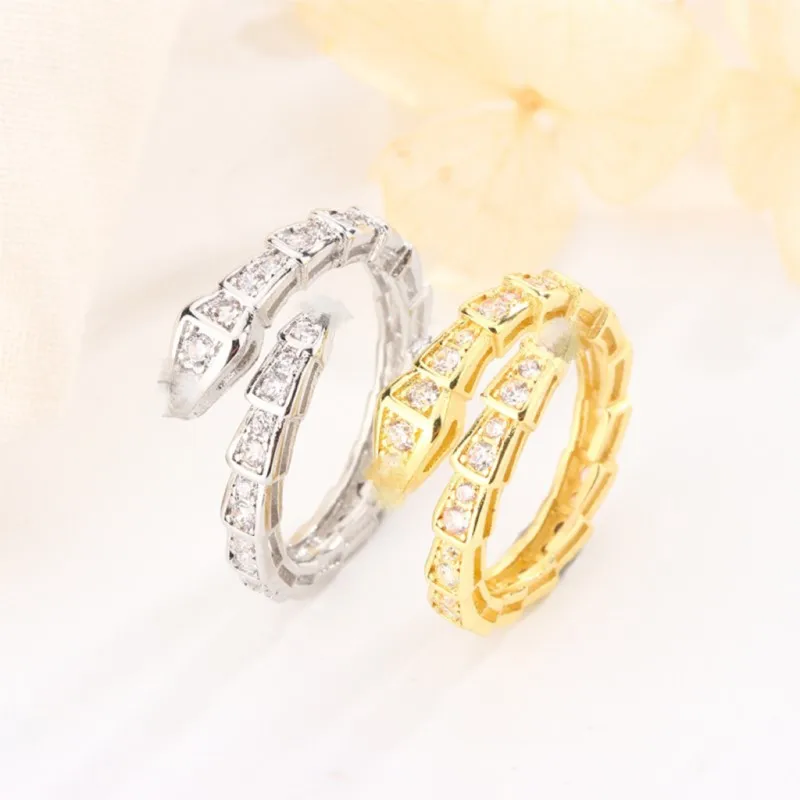 Vintage Shiny Inlaid Zircon Snake Ring for Women Classic Simple Punk Animal Ring Jewelry Accessories 2