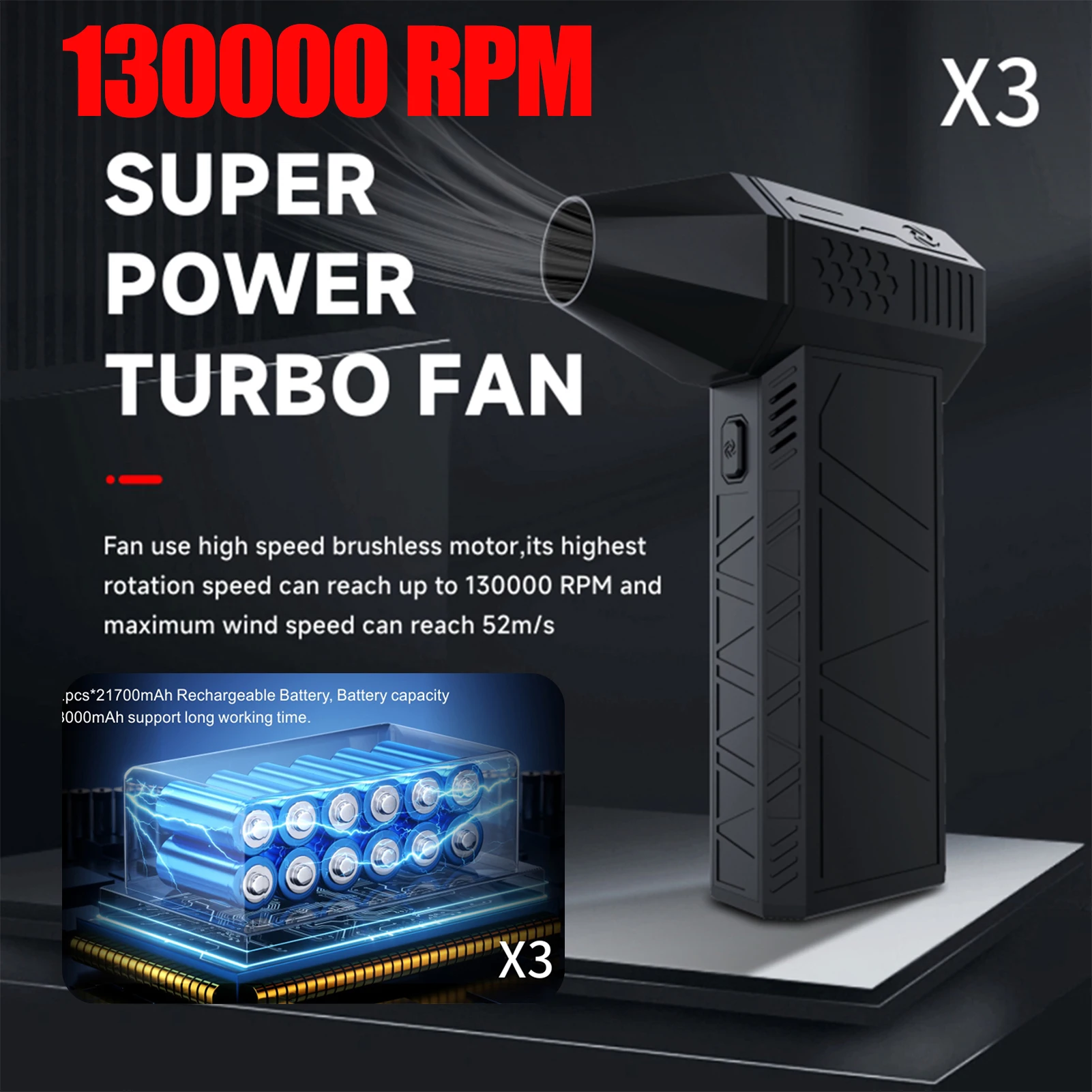 PocketJetfanMiniTurboJetFanTurboViolentFan130000RPMBrushlessMotorPowerfulBlower