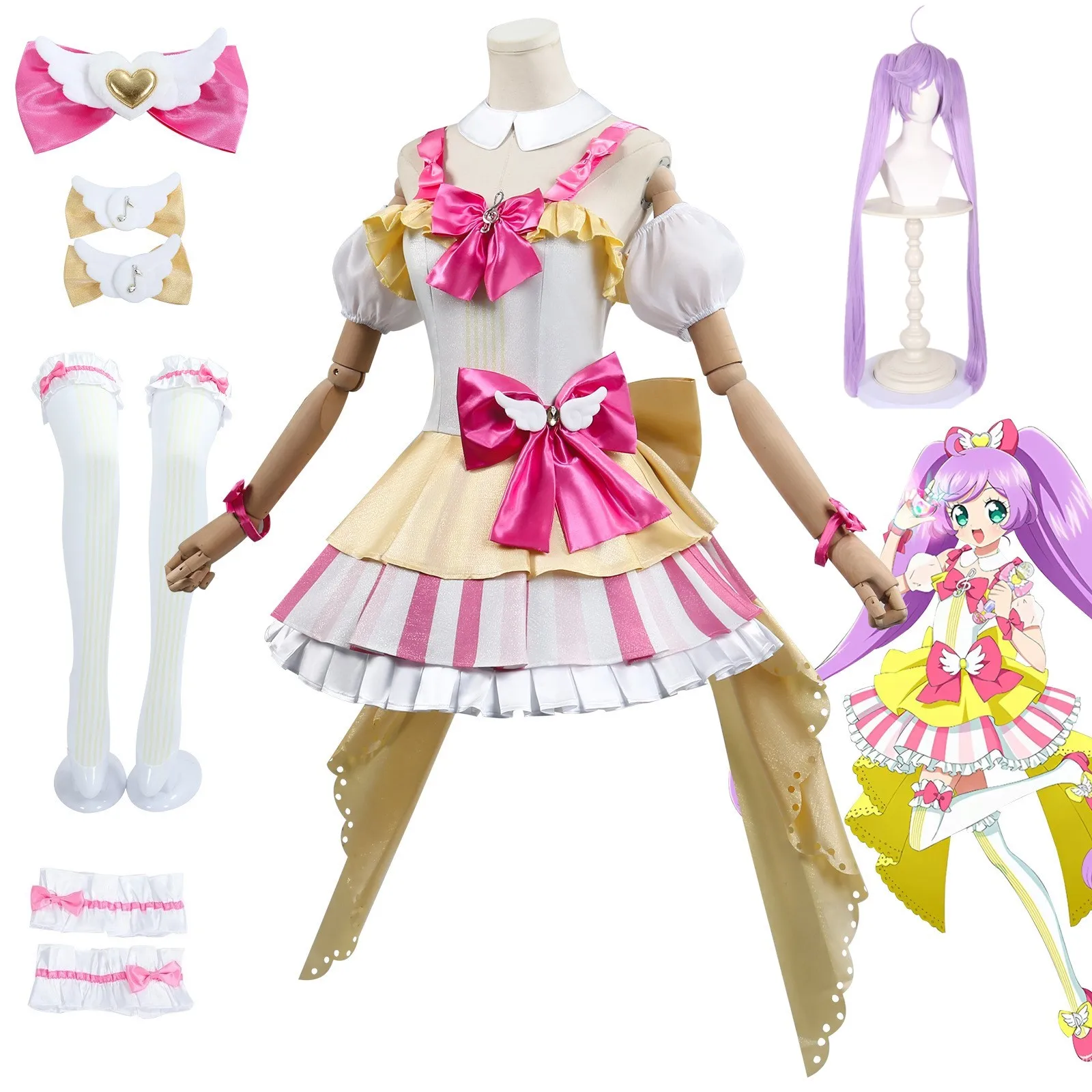 Manaka Laala Cosplay Anime Pripara Costume Lala Wig Girl Princess Dress ...