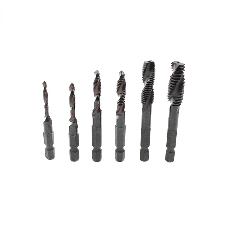 

High Speed Steel Hexagonal Shank Nitrided Black Screw Taps Manual Thread Tapping Thread Repair Pneumatic Hexagonal Screws