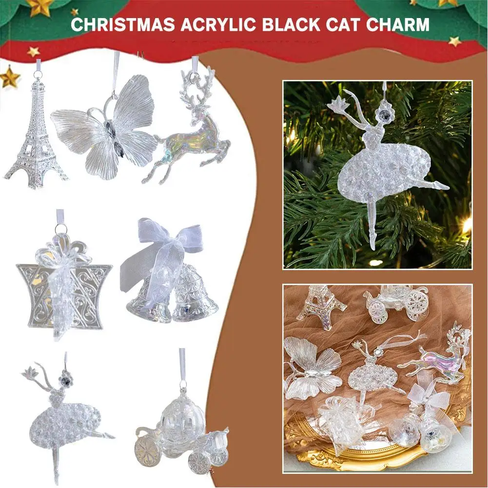 

Рождественская елка, акриловый лось, ангел, кукла, колокольчик, подвесные украшения, подвеска 2023, Счастливого Рождества, украшение для дома 2024, новый год M6N4