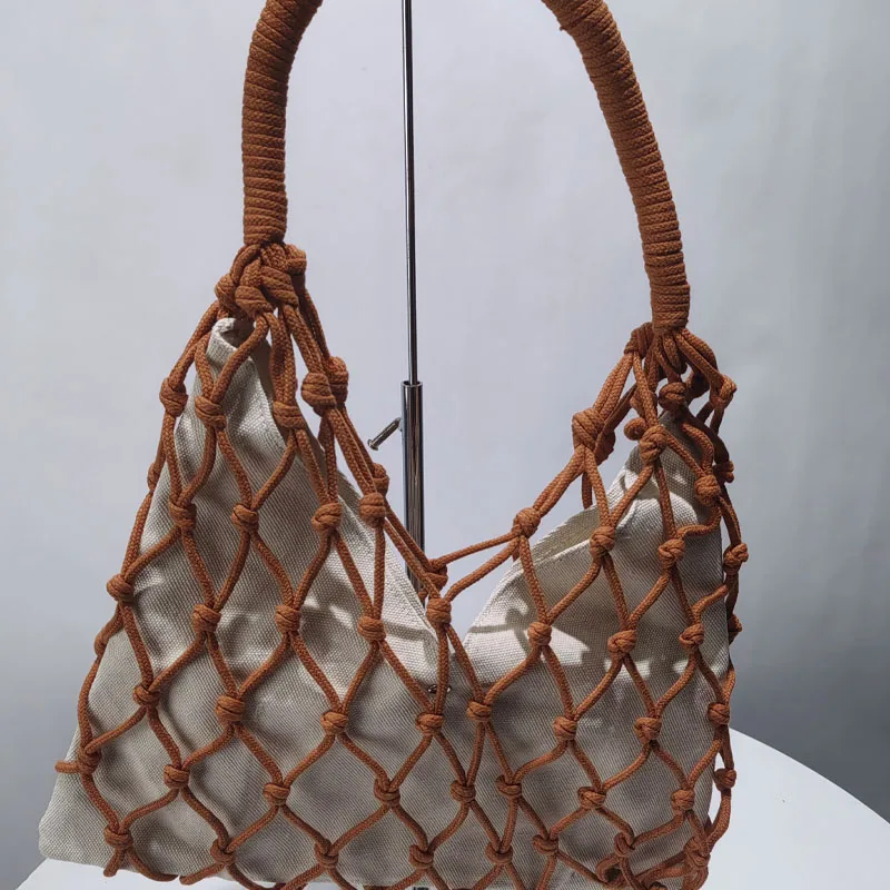 2024 Fashion Trend British Style Shoulder Bag Women's Mesh Plaid Summer Beach Underarm Bag